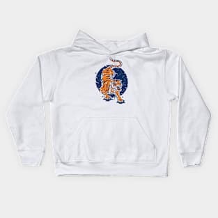 Vintage Japanese Tiger Illustration // Orange and Blue Tiger Kids Hoodie